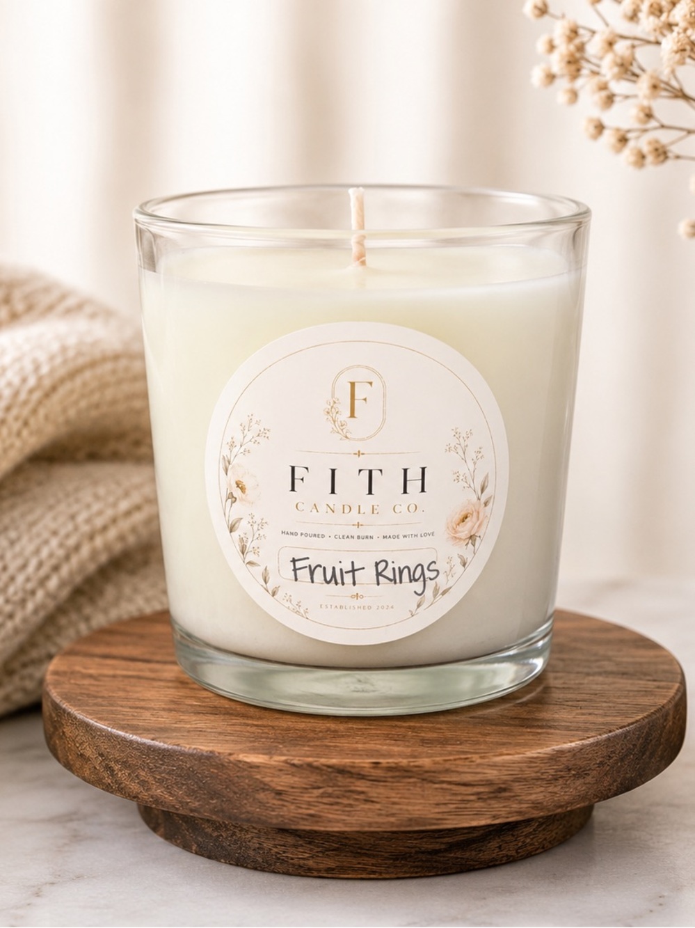 Fruit Rings 100% Organic Soy Artisan wax Candle 5 oz